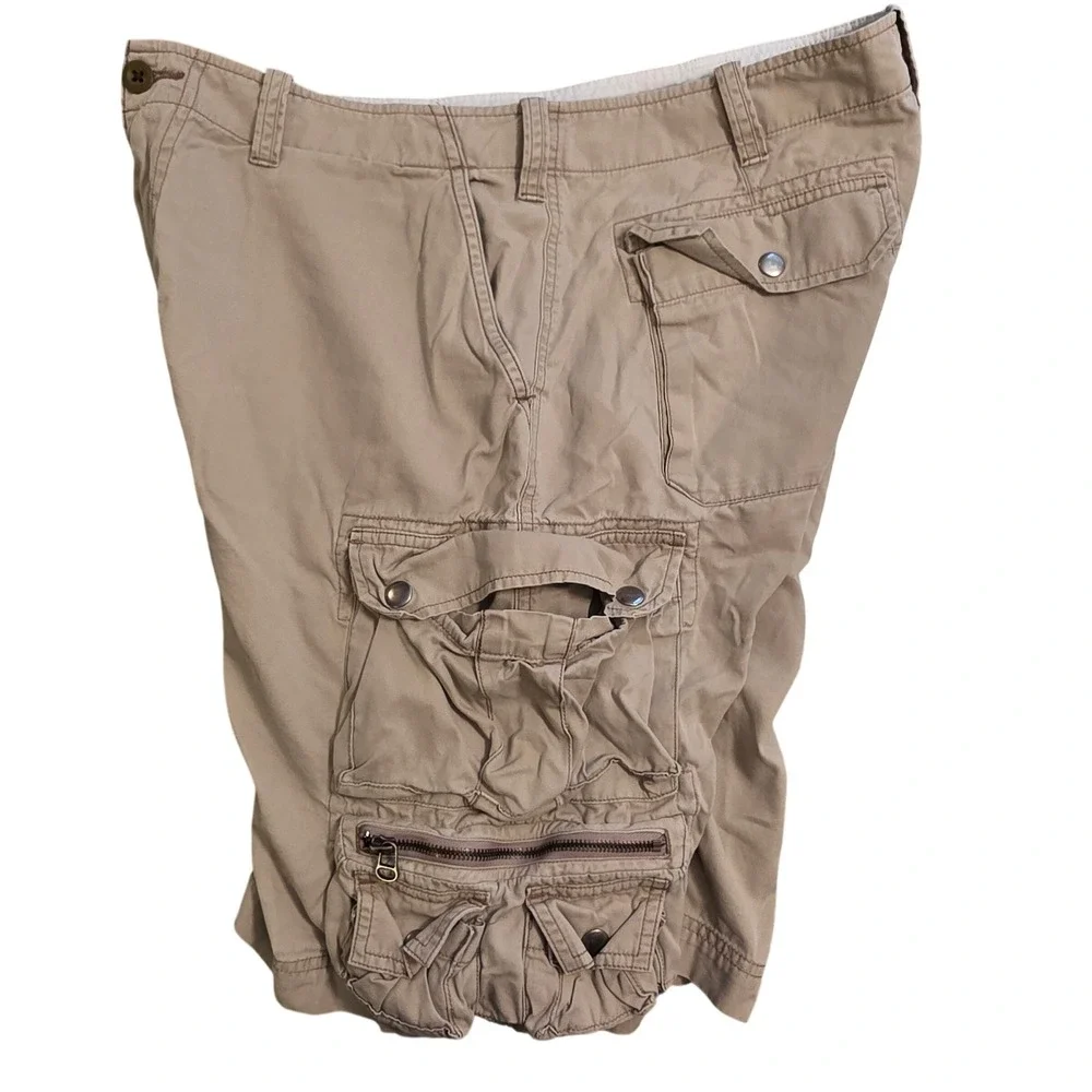 Vintage Polo Ralph Lauren‎ Mens Cargo Shorts Tan Khaki Cotton Multi Pocket 34